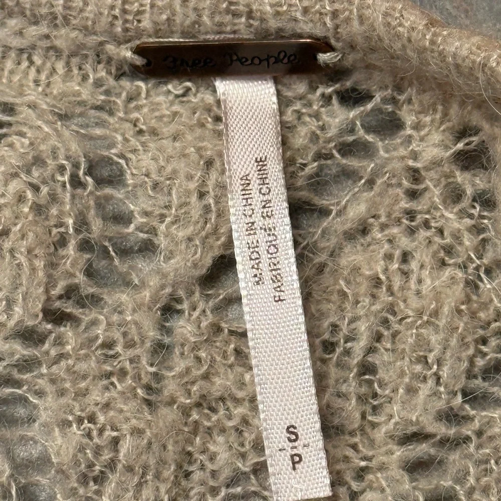 Free People V-Neck Sweater in Tan